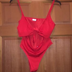 Red Cut Out One-Piece Swimsuit